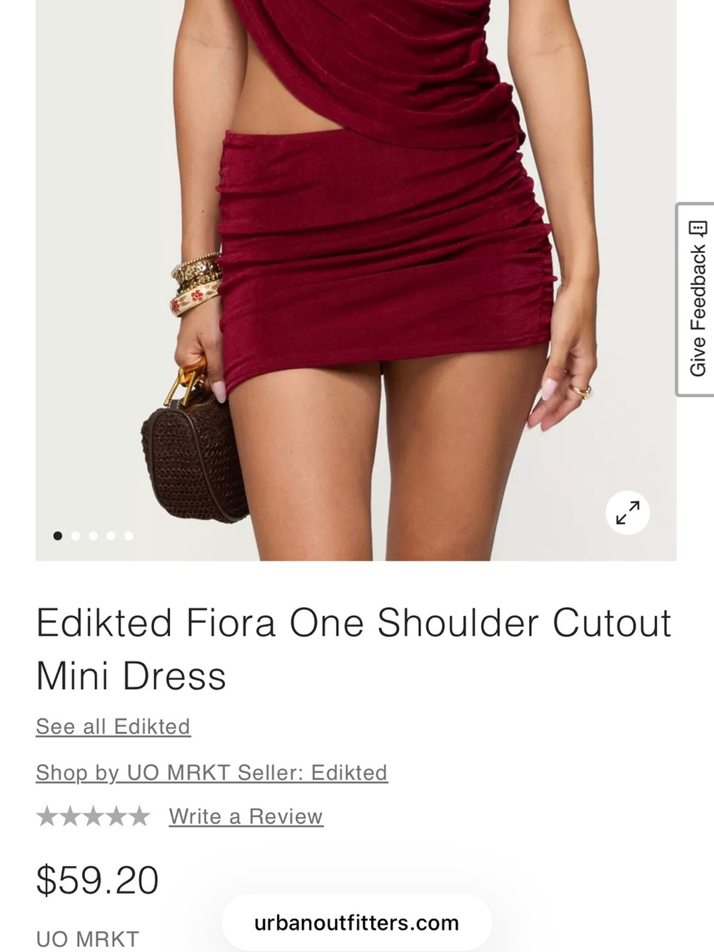 Edikted One-Shoulder Cutout Mini Dress in Burgundy